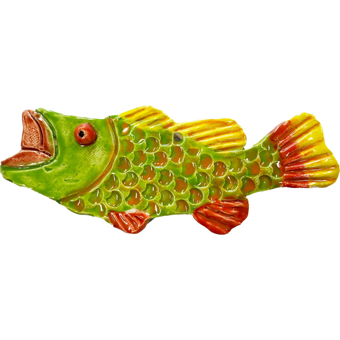 Ceramic Arts Handmade Clay Crafts Fresh Fish Glazed 7.5-inch x 3-inch by Lukas Miller and Lisa Uptain
