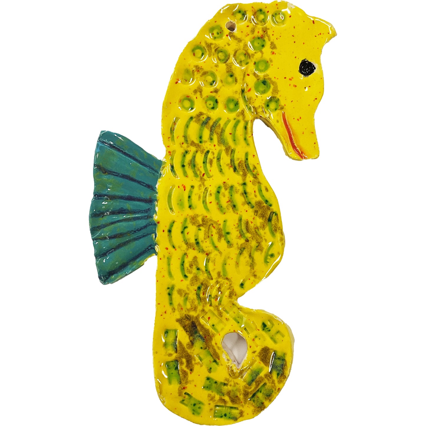 Ceramic Arts Handmade Clay Crafts Fresh Fish Glazed 7.5-inch x 4-inch Seahorse made by Cassandra Richardson