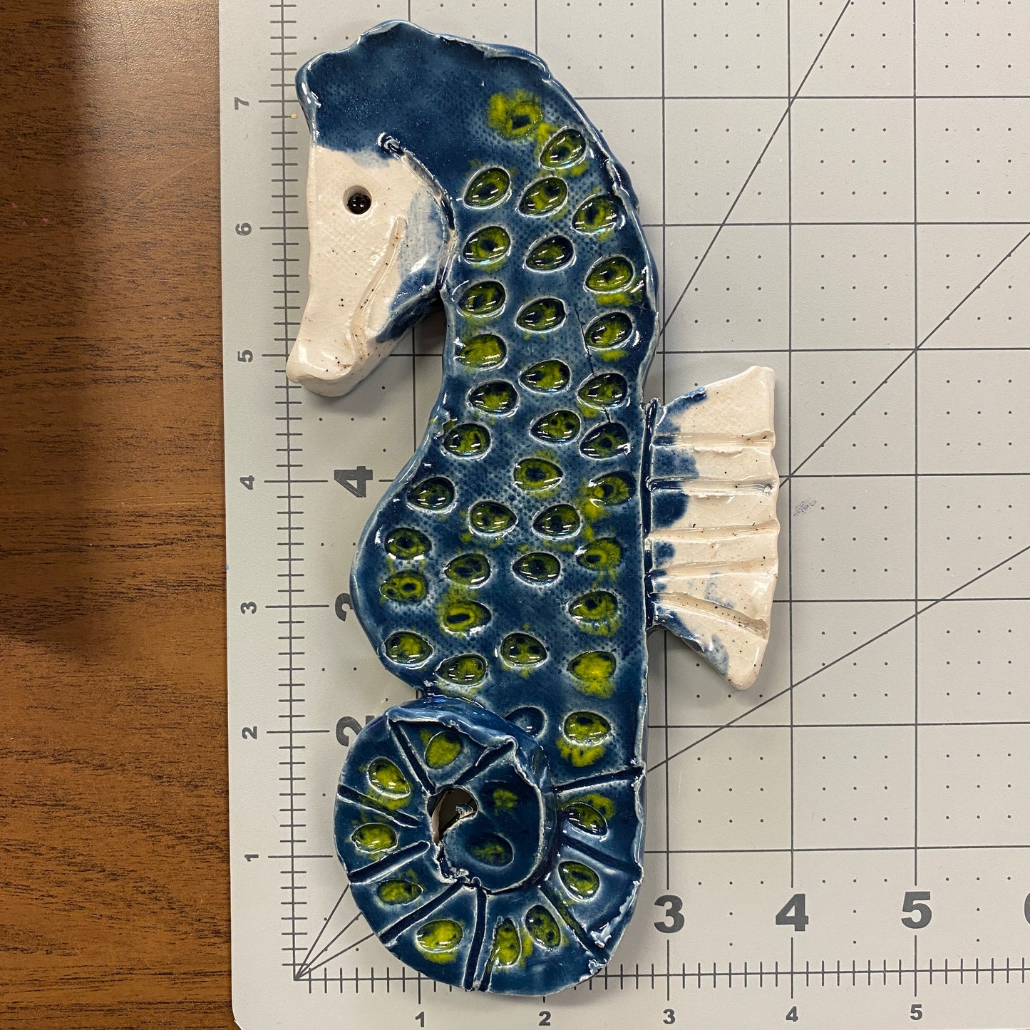 Ceramic Arts Handmade Clay Crafts Fresh Fish Glazed 7.5-inch x 4-inch Seahorse made by Lisa Uptain