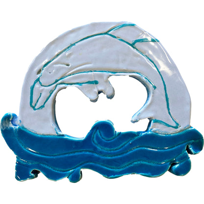 Ceramic Arts Handmade Clay Crafts Fresh Fish Glazed 7.5-inch x 6-inch Dolphin made by Izzy Terry