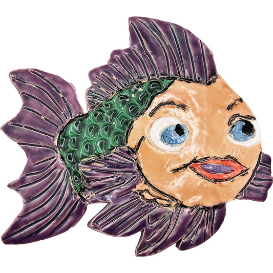 Ceramic Arts Handmade Clay Crafts Fresh Fish Glazed 8-inch x 7-inch made by Eric Stacy 3588