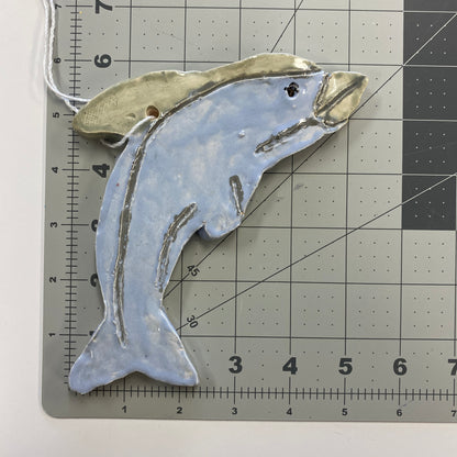 Ceramic Arts Handmade Clay Crafts Fresh Fish Glazed Dolphin 6-inch x 5.5-inch by Loreen Bartschi