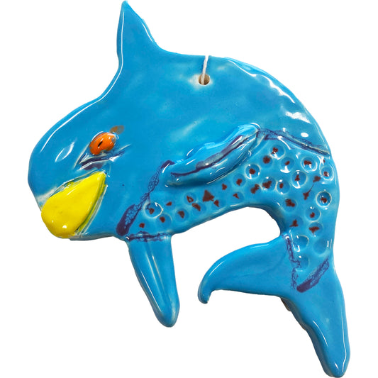 Ceramic Arts Handmade Clay Crafts Fresh Fish Glazed Dolphin 7.5-inch x 5-inch by Breanne Wright