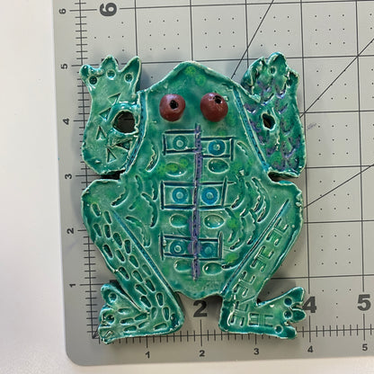 Ceramic Arts Handmade Clay Crafts Fresh Fish Glazed Frog 5-inch x 4-inch made by Tami Mills