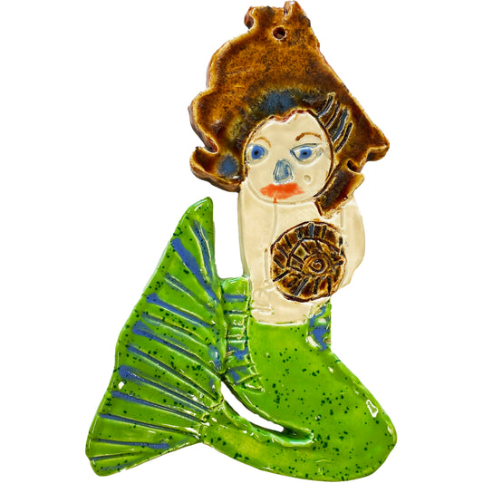 Ceramic Arts Handmade Clay Crafts Fresh Fish Glazed Mermaid 8.5-inch x 4.5-inch made by Emily Knoles