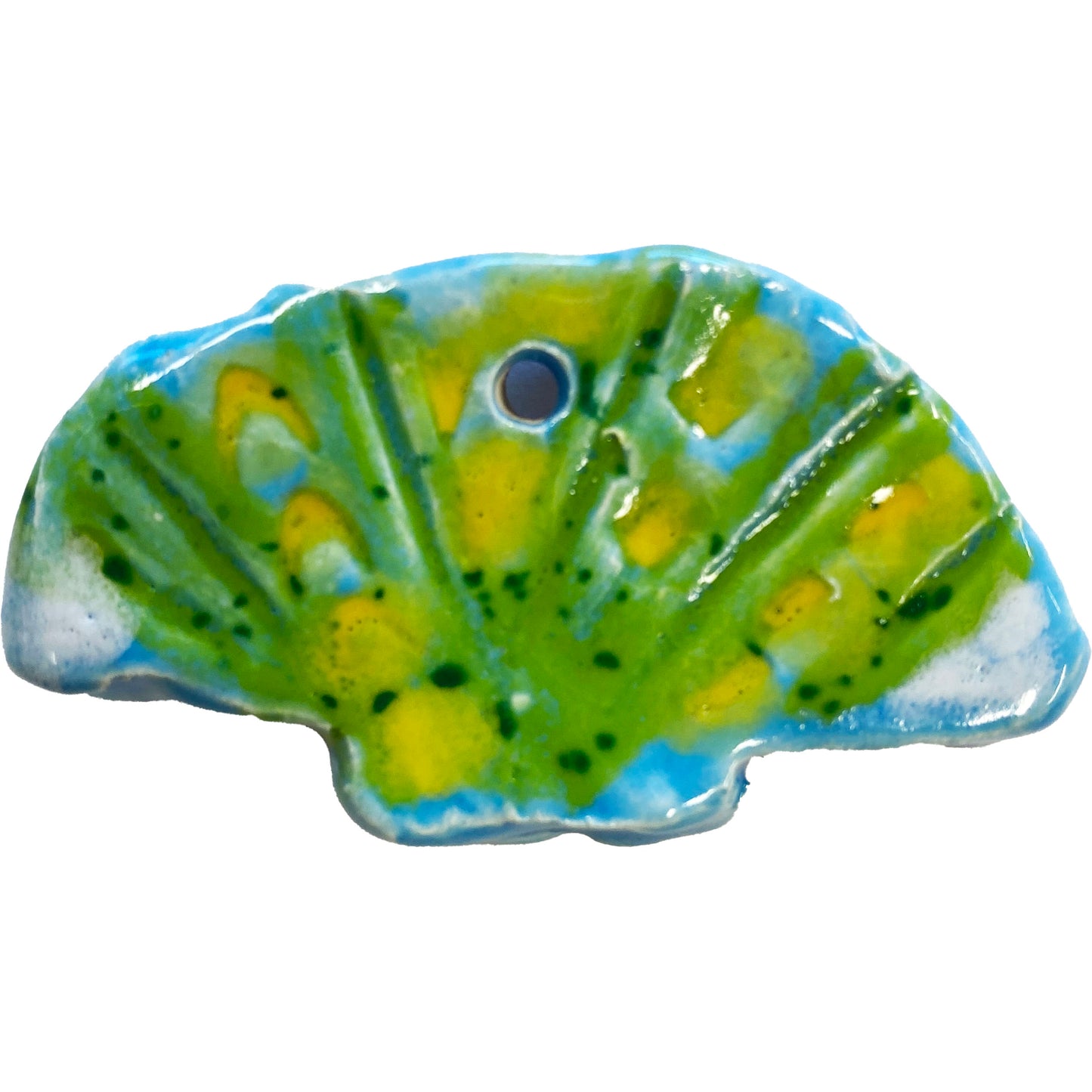 Ceramic Arts Handmade Clay Crafts Fresh Fish Glazed Shell 2.5-inch x 1.5-inch made by Tami Mills