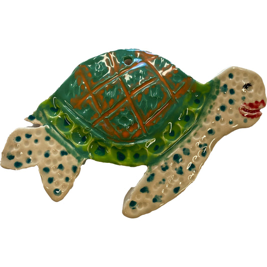 Ceramic Arts Handmade Clay Crafts Fresh Fish Glazed Turtle 5-inch x 3-inch made by Tami Mills