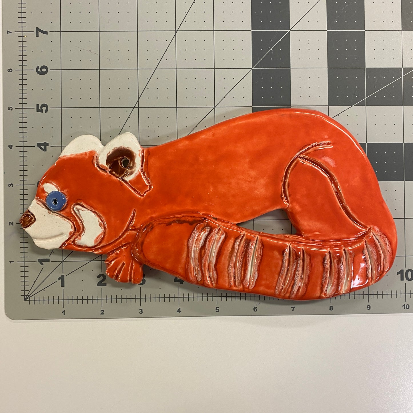 Ceramic Arts Handmade Clay Crafts Glazed 10-inch x 5-inch Red Panda made by Lisa Uptain