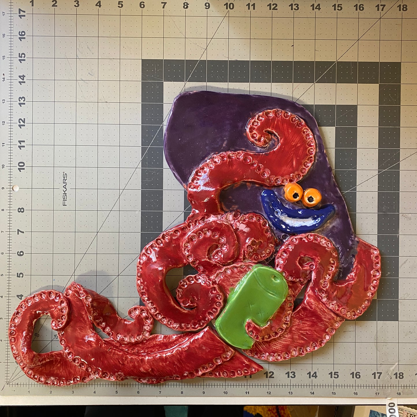 WATCH Resources Art Guild - Ceramic Arts Handmade Clay Crafts Glazed 2-piece Octopus 17.25-inch by 14-inch made by Jenna DeCosta and Anonymous 4502