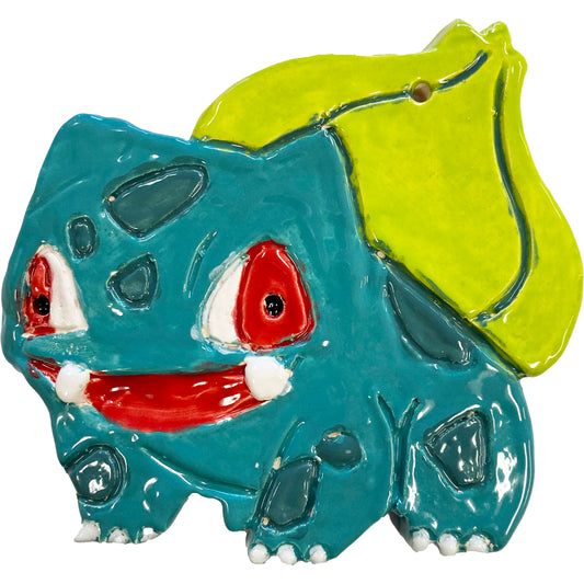 Ceramic Arts Handmade Clay Crafts Glazed 5-inch x 5.5-inch Pokemon Bulbasaur made by Lisa Uptain