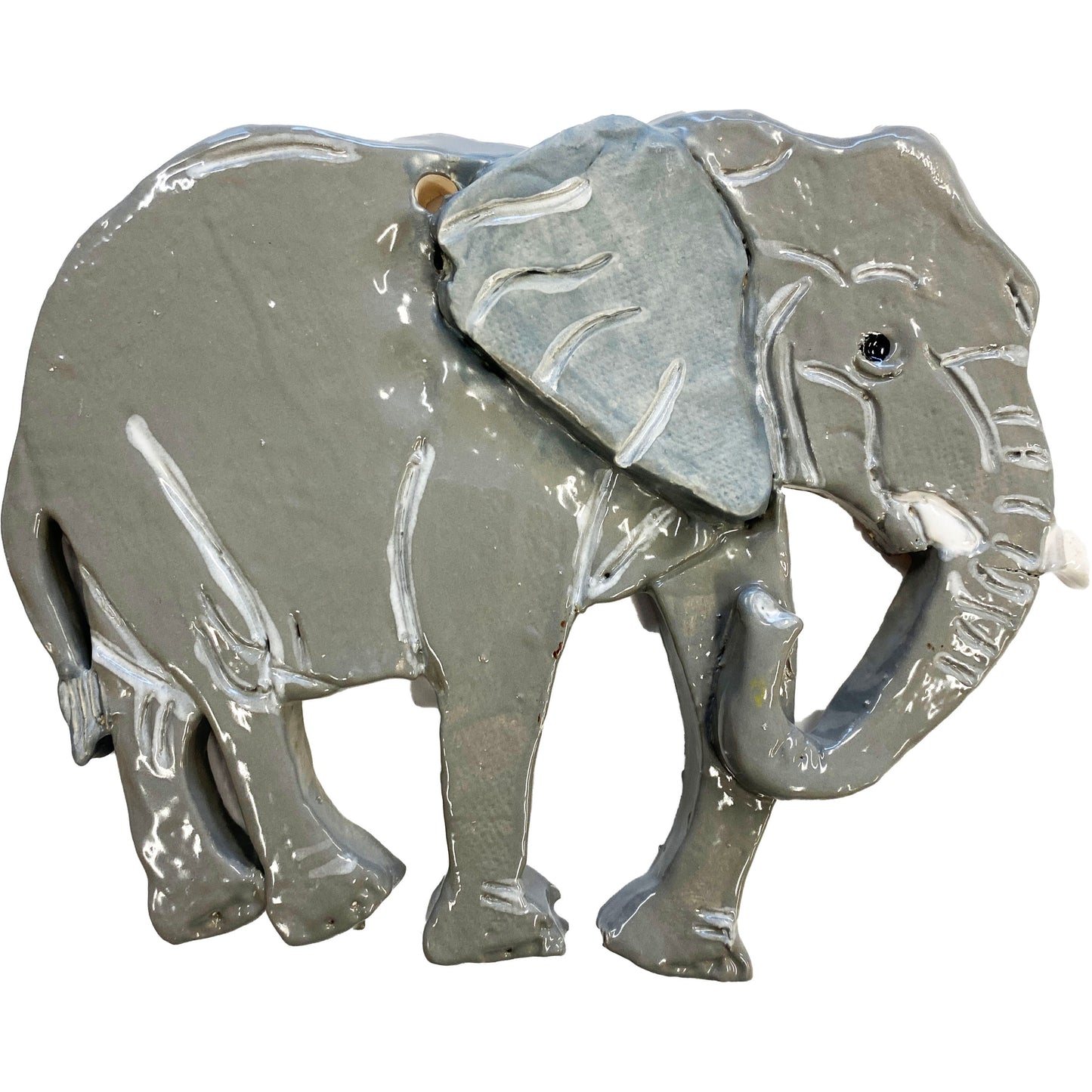Ceramic Arts Handmade Clay Crafts Glazed 8-inch x 5-inch Elephant made by Lisa Uptain