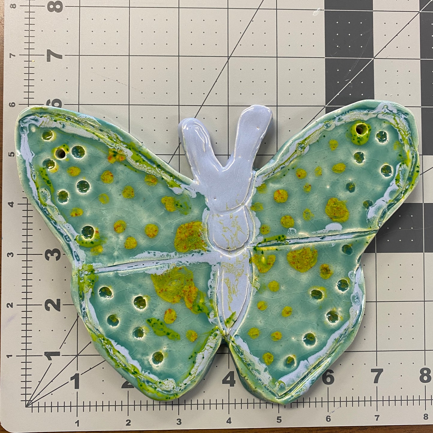 Ceramic Arts Handmade Clay Crafts Glazed 8-inch x 6-inch Butterfly made by Emily Knoles