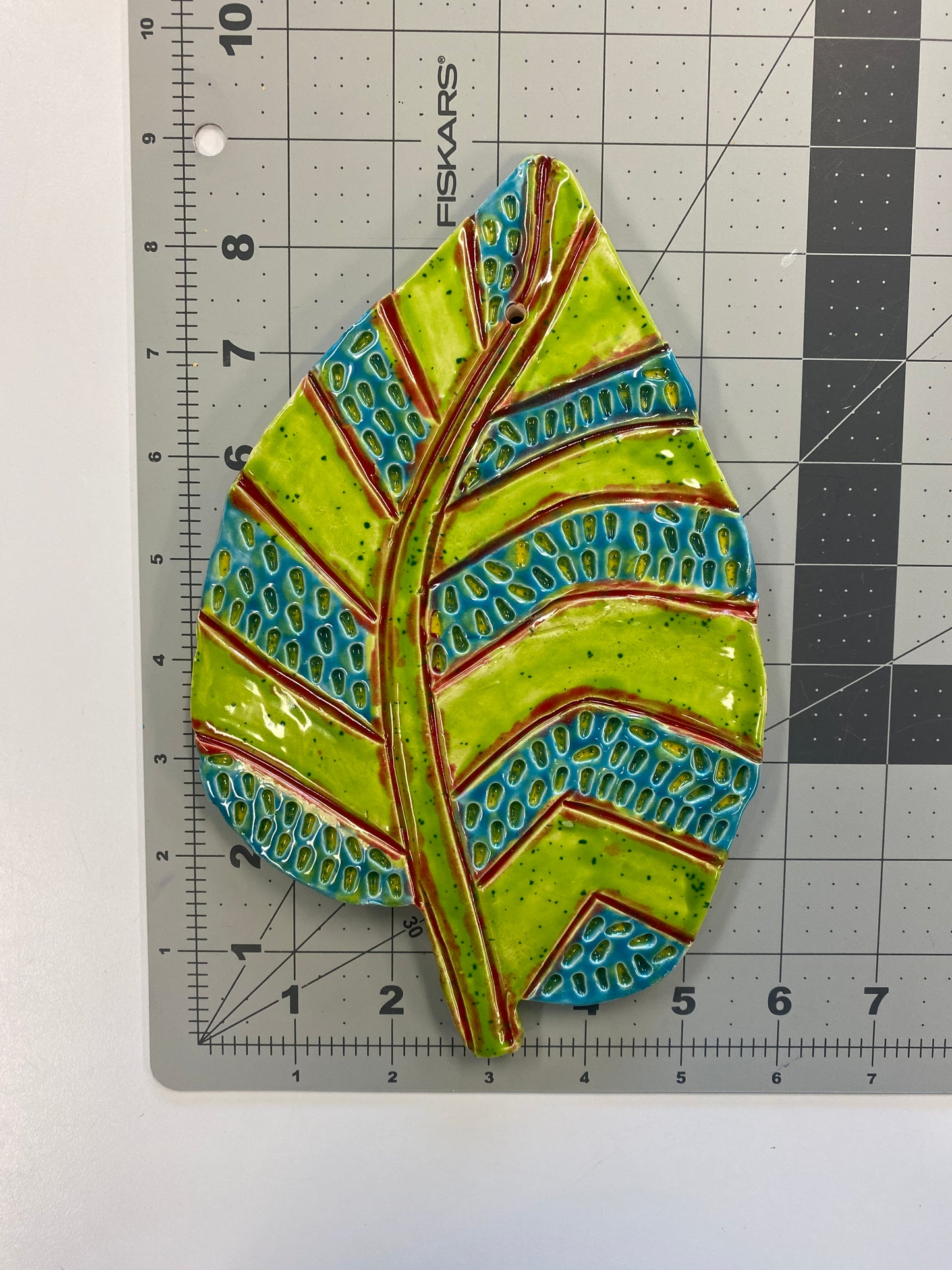 Ceramic Arts Handmade Clay Crafts Glazed 9-inch x 5.5-inch Leaf made by Cassandra Richardson