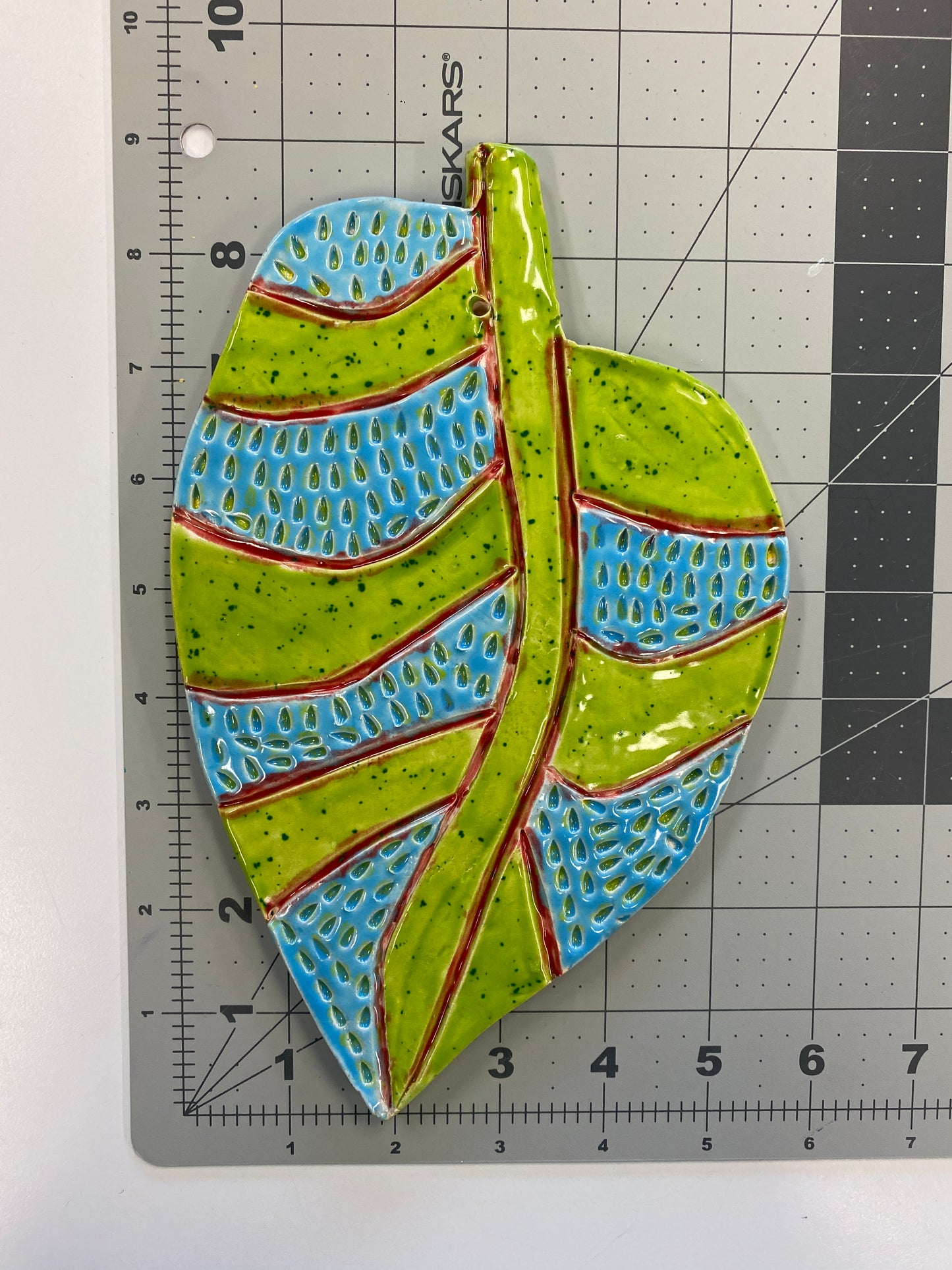 Ceramic Arts Handmade Clay Crafts Glazed 9-inch x 5.5-inch Leaf made by Cassandra Richardson