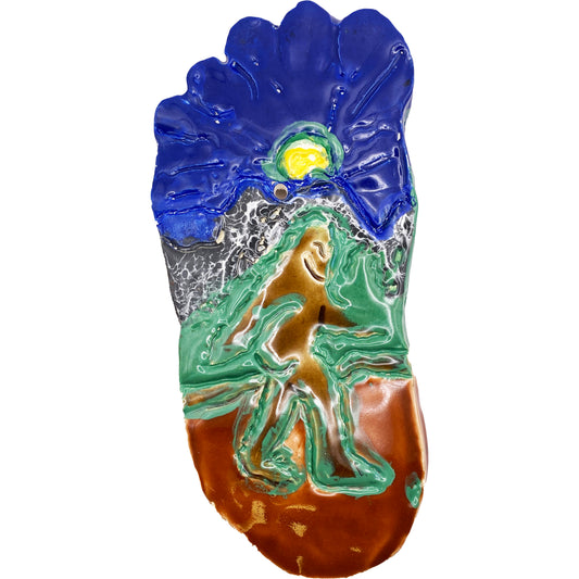 Ceramic Arts Handmade Clay Crafts Glazed Bigfoot 9-inch by 5-inch made by Jenna DeCosta 4033