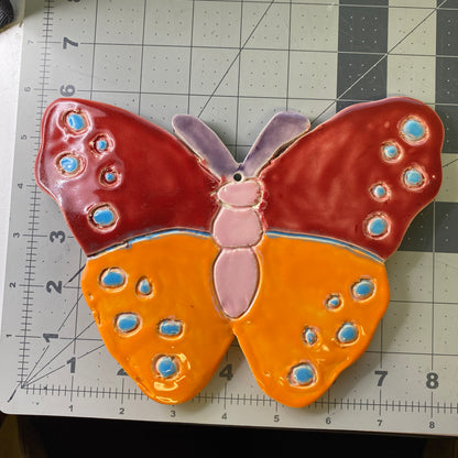 Ceramic Arts Handmade Clay Crafts Glazed Butterfly 8-inch by 6-inch made by Marie Marques