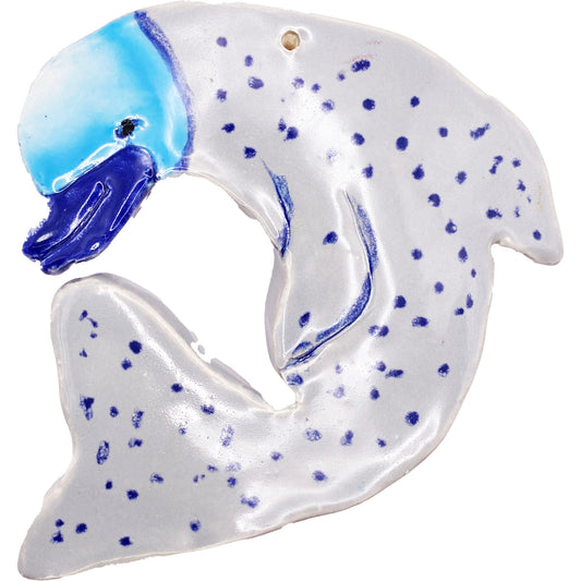 Ceramic Arts Handmade Clay Crafts Glazed Dolphin 5.5-inch by 5-inch made by Chris Vincelet