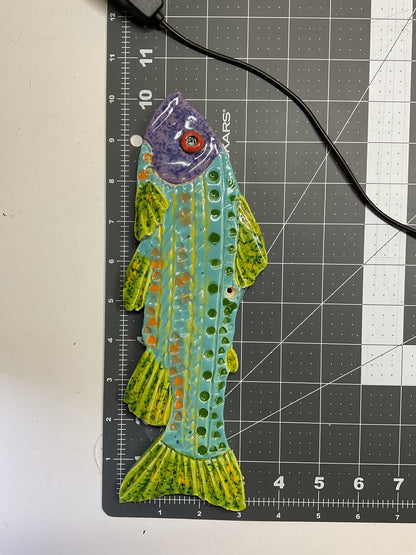 Ceramic Arts Handmade Clay Crafts Glazed Fish 10-inch by 3.5-inch made by Lisa Uptain and Breanne Wright 4737