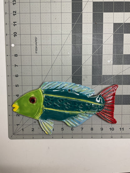 WATCH Resources Art Guild - Ceramic Arts Handmade Clay Crafts Glazed Fish 10.5-inch by 5.5-inch made by Lisa Uptain 4637