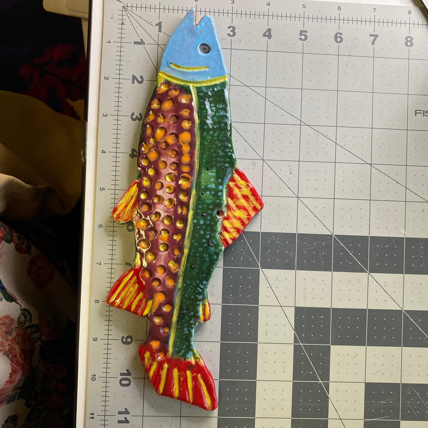 Ceramic Arts Handmade Clay Crafts Glazed Fish 11-inch by 4-inch made by Cassandra Richardson