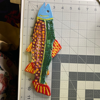 Ceramic Arts Handmade Clay Crafts Glazed Fish 11-inch by 4-inch made by Cassandra Richardson