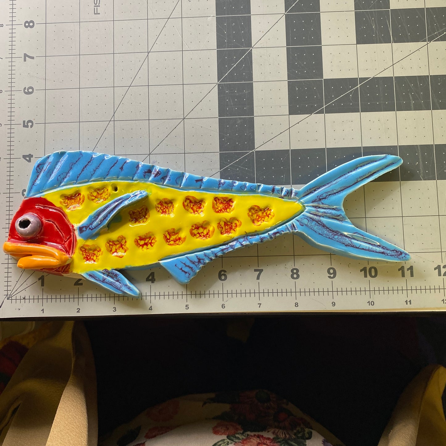Ceramic Arts Handmade Clay Crafts Glazed Fish 11-inch by 4-inch made by Eric Stacy and Breanne Wright
