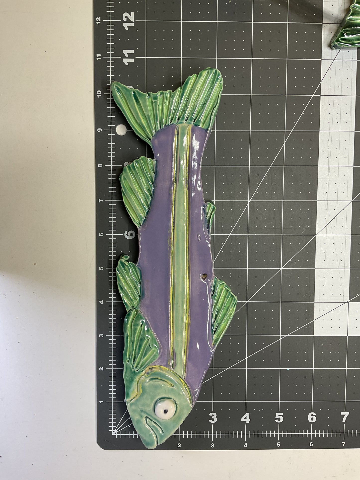 Ceramic Arts Handmade Clay Crafts Glazed Fish 11-inch by 4-inch made by Lisa Uptain and Anonymous 4715