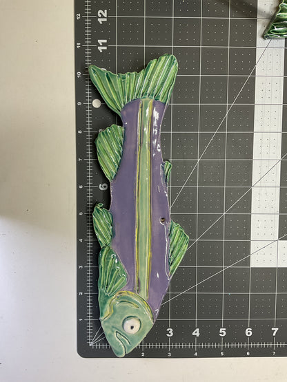 Ceramic Arts Handmade Clay Crafts Glazed Fish 11-inch by 4-inch made by Lisa Uptain and Anonymous 4715