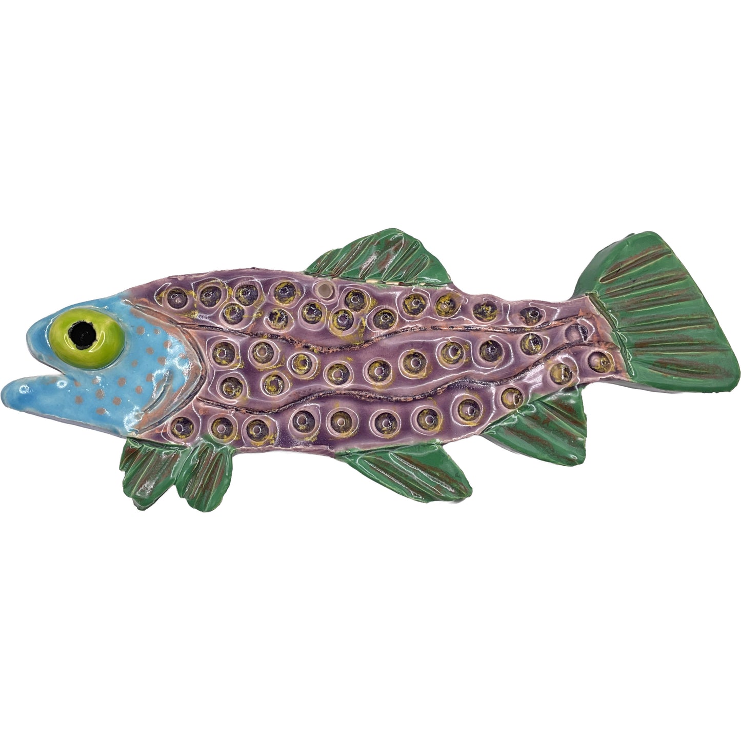 Ceramic Arts Handmade Clay Crafts Glazed Fish 3.5-inch by 8-inch made by Eric Stacy 4166