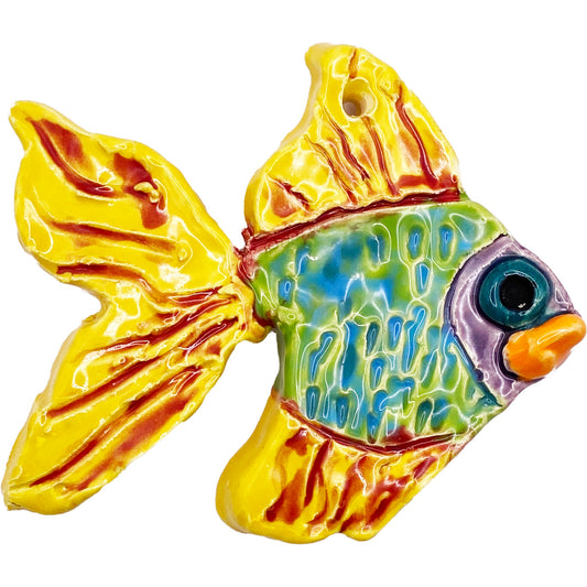 Ceramic Arts Handmade Clay Crafts Glazed Fish 4.5-inch by 4-inch made by Emily Knoles 4030