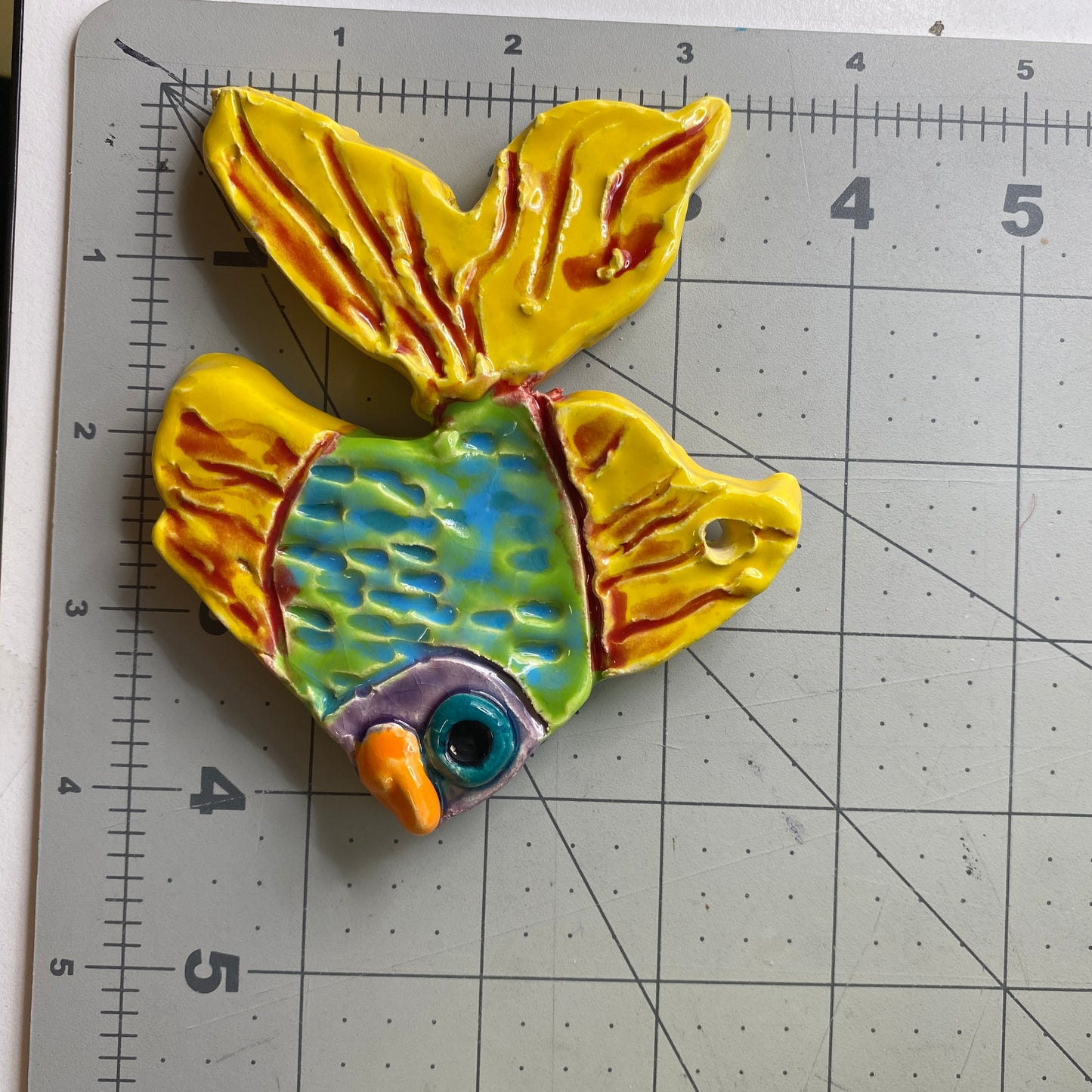 Ceramic Arts Handmade Clay Crafts Glazed Fish 4.5-inch by 4-inch made by Emily Knoles 4030