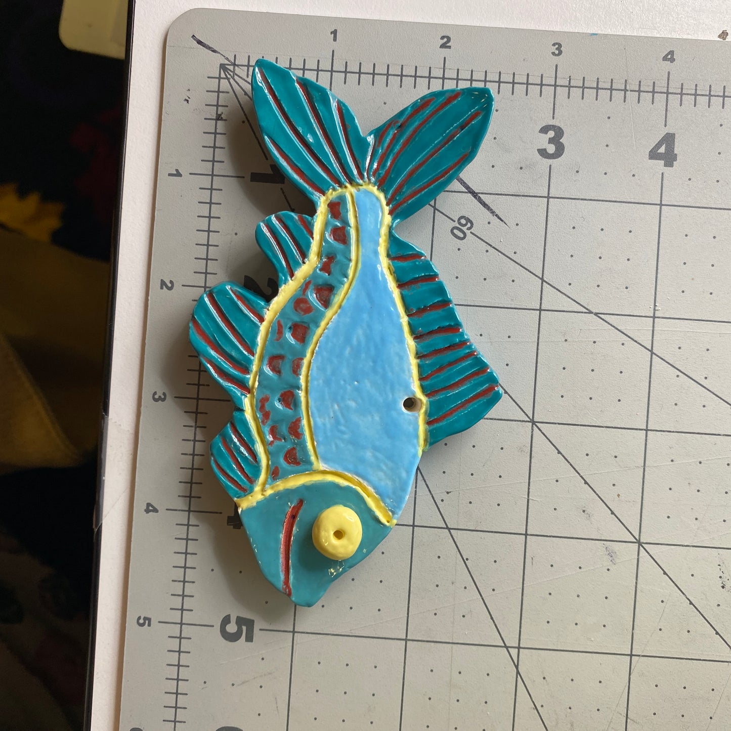 Ceramic Arts Handmade Clay Crafts Glazed Fish 5-inch by 3-inch made by Anonymous 4023