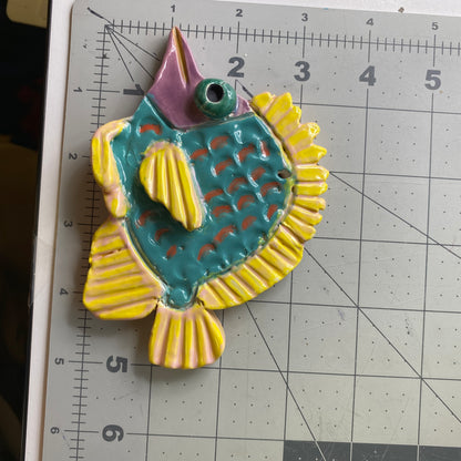 Ceramic Arts Handmade Clay Crafts Glazed Fish 5-inch by 3.5-inch made by Eric Stacy and Kourtney Alcantara 4013