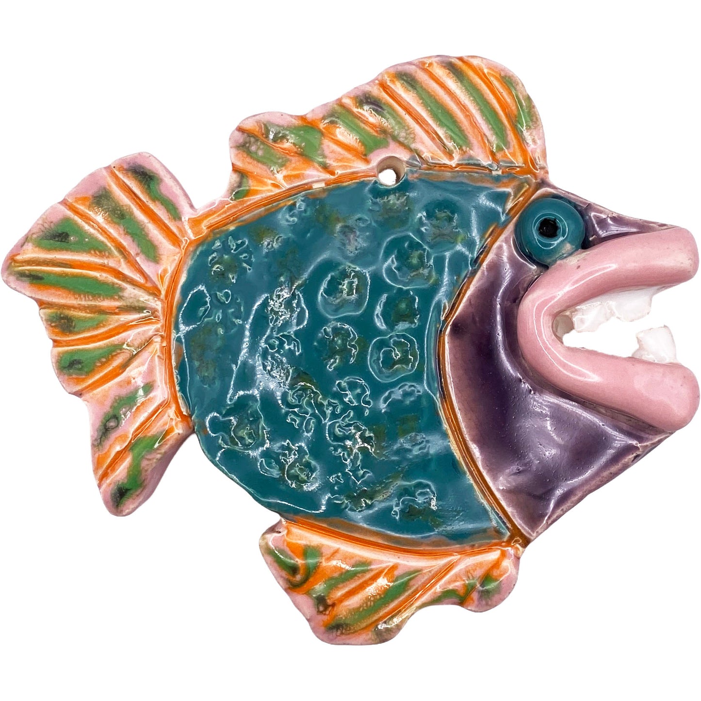 Ceramic Arts Handmade Clay Crafts Glazed Fish 5-inch by 4-inch made by Ashley Dorsett & Karissa Archer 4102