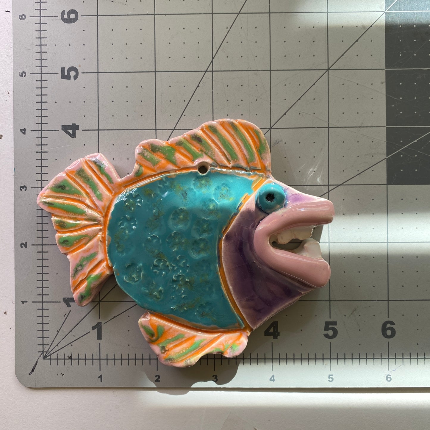 Ceramic Arts Handmade Clay Crafts Glazed Fish 5-inch by 4-inch made by Ashley Dorsett & Karissa Archer 4102