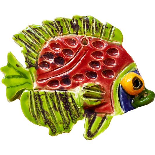 WATCH Resources Art Guild - Ceramic Arts Handmade Clay Crafts Glazed Fish 5-inch by 4-inch made by Eric Stacy and Diego Galvez 4494