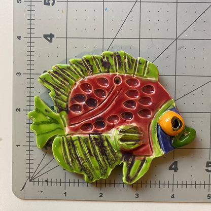 WATCH Resources Art Guild - Ceramic Arts Handmade Clay Crafts Glazed Fish 5-inch by 4-inch made by Eric Stacy and Diego Galvez 4494