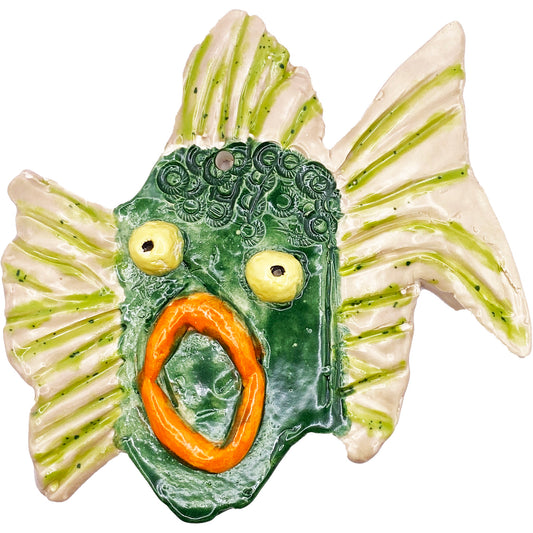Ceramic Arts Handmade Clay Crafts Glazed Fish 5-inch by 4.5-inch made by Monty Chu and Helen Hicks 4009