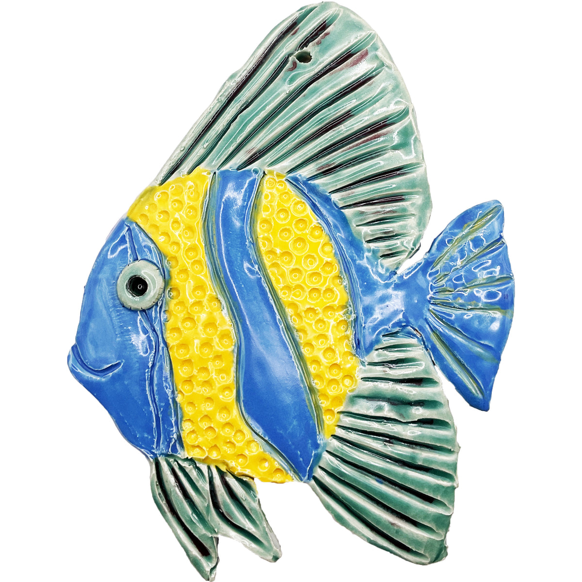 Ceramic Arts Handmade Clay Crafts Glazed Fish 5-inch by 7-inch made by Lisa Uptain and WATCH 4793