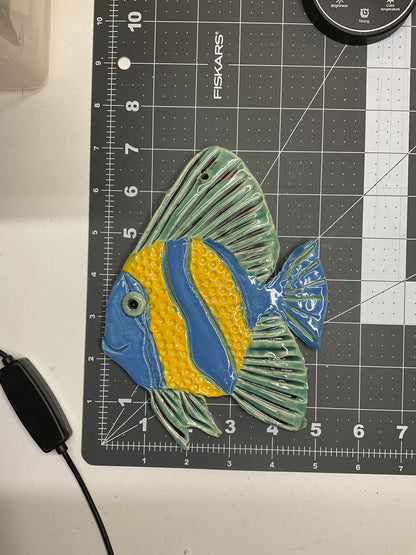 Ceramic Arts Handmade Clay Crafts Glazed Fish 5-inch by 7-inch made by Lisa Uptain and WATCH 4793