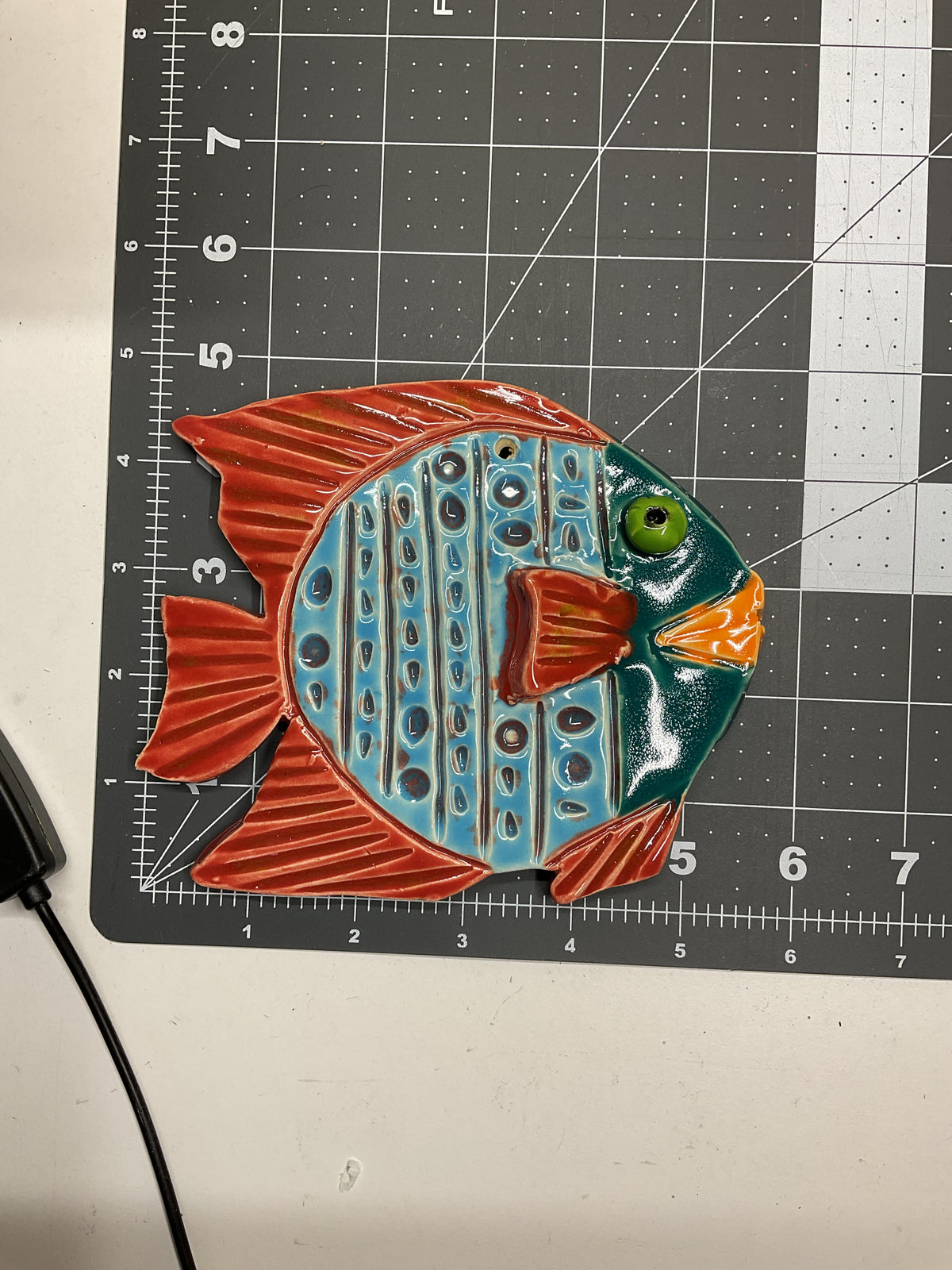 Ceramic Arts Handmade Clay Crafts Glazed Fish 5.5-inch by 5-inch made by Ryan Imhoff 4789
