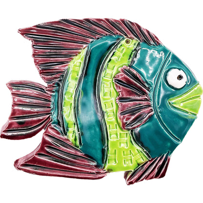 Ceramic Arts Handmade Clay Crafts Glazed Fish 5.5-inch by 5.5-inch made by Lisa Uptain and WATCH 4791