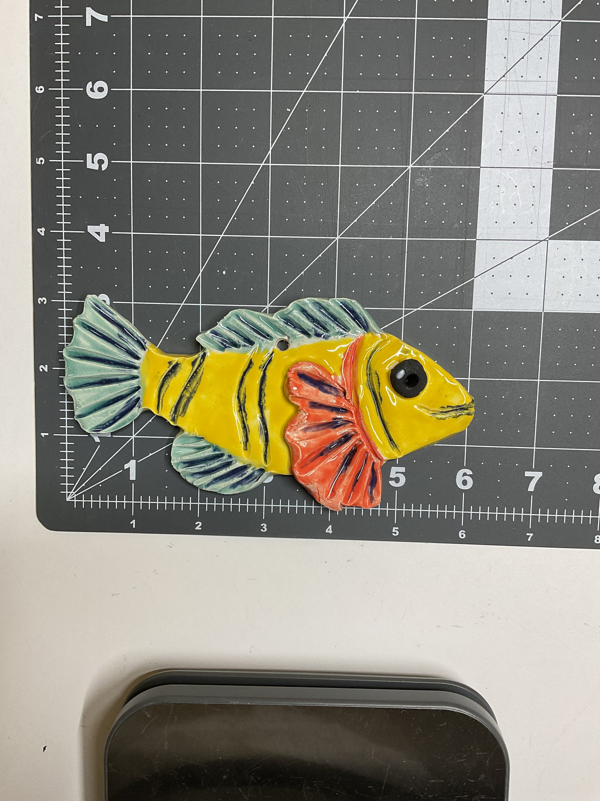 Ceramic Arts Handmade Clay Crafts Glazed Fish 6-inch by 3-inch made by WATCH 4819