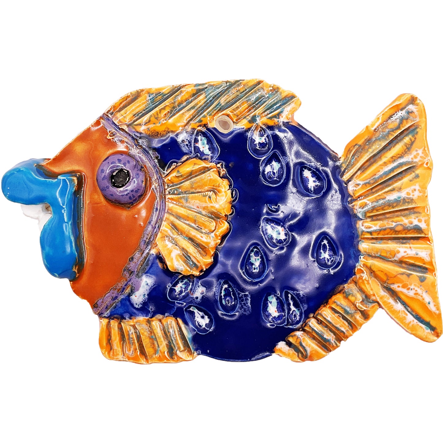 Ceramic Arts Handmade Clay Crafts Glazed Fish 6-inch by 4-inch made by Andy Crowe and Ashley Dorsett 4705