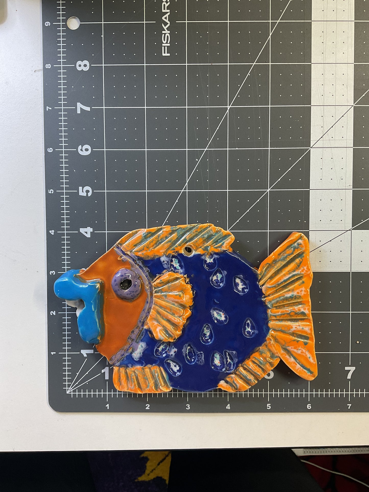 Ceramic Arts Handmade Clay Crafts Glazed Fish 6-inch by 4-inch made by Andy Crowe and Ashley Dorsett 4705