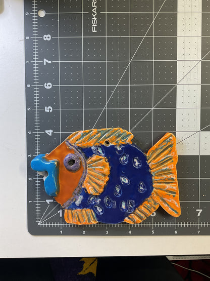 Ceramic Arts Handmade Clay Crafts Glazed Fish 6-inch by 4-inch made by Andy Crowe and Ashley Dorsett 4705
