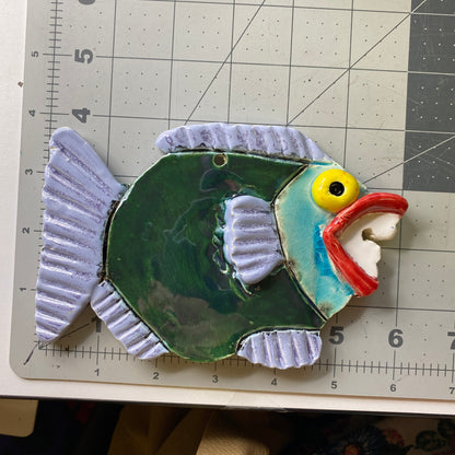 Ceramic Arts Handmade Clay Crafts Glazed Fish 6-inch by 4-inch made by Eric Stacy 4016