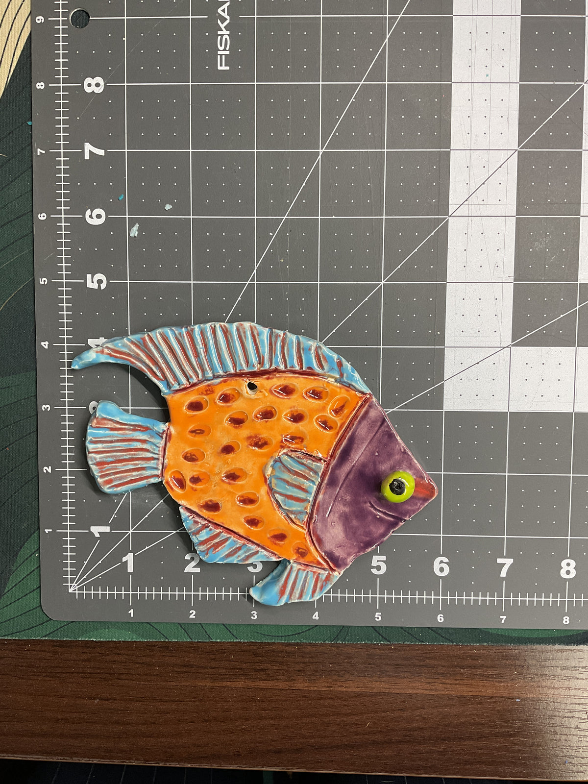 Ceramic Arts Handmade Clay Crafts Glazed Fish 6-inch by 4.5-inch made by Loreen Bartschi 4826
