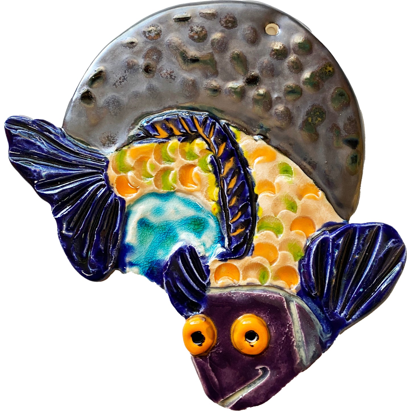 WATCH Resources Art Guild - Ceramic Arts Handmade Clay Crafts Glazed Fish 6-inch by 5-inch made by Ashley Dorsett 4504