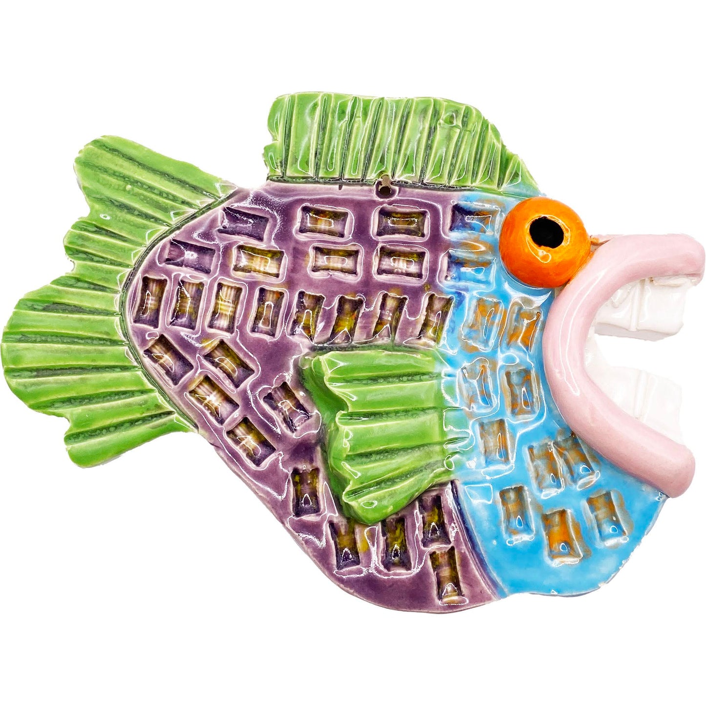 Ceramic Arts Handmade Clay Crafts Glazed Fish 6-inch by 5-inch made by Eric Stacy 4054